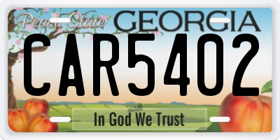 GA license plate CAR5402