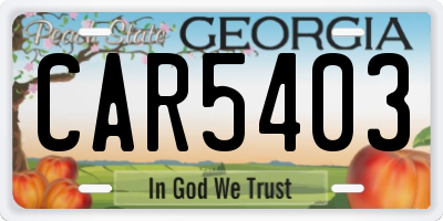 GA license plate CAR5403