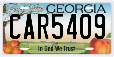 GA license plate CAR5409