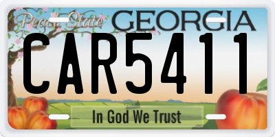 GA license plate CAR5411
