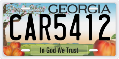 GA license plate CAR5412