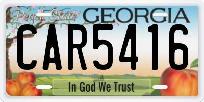 GA license plate CAR5416