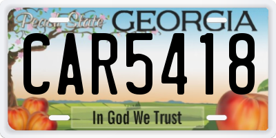 GA license plate CAR5418