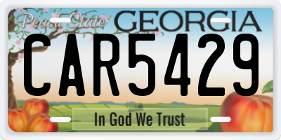 GA license plate CAR5429