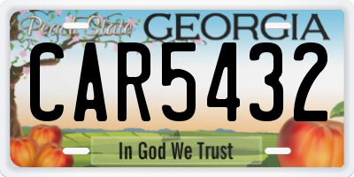 GA license plate CAR5432