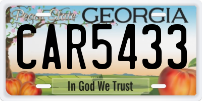 GA license plate CAR5433