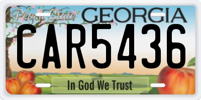 GA license plate CAR5436