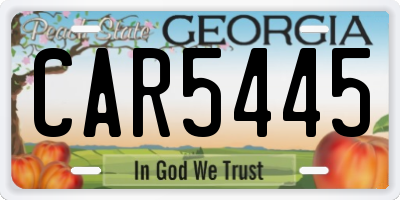 GA license plate CAR5445