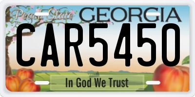 GA license plate CAR5450