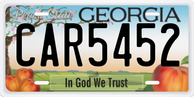 GA license plate CAR5452