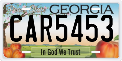 GA license plate CAR5453