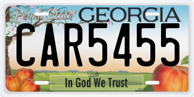 GA license plate CAR5455