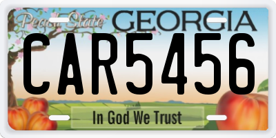 GA license plate CAR5456