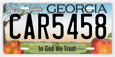 GA license plate CAR5458