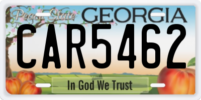 GA license plate CAR5462