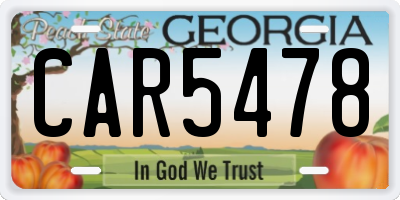 GA license plate CAR5478