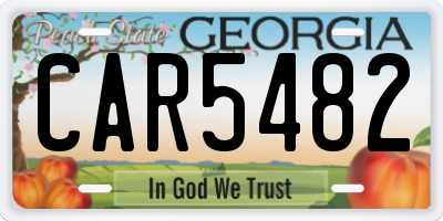 GA license plate CAR5482