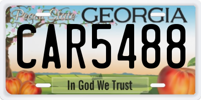 GA license plate CAR5488