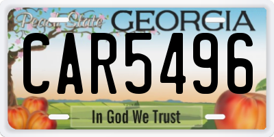 GA license plate CAR5496