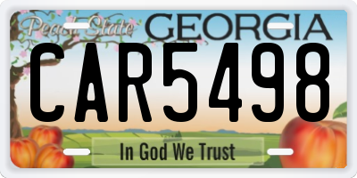 GA license plate CAR5498