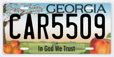 GA license plate CAR5509