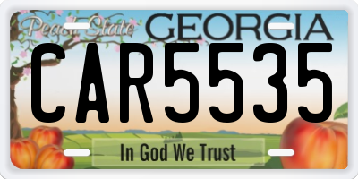 GA license plate CAR5535