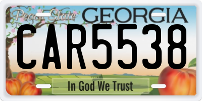 GA license plate CAR5538