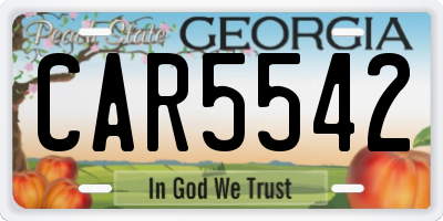 GA license plate CAR5542