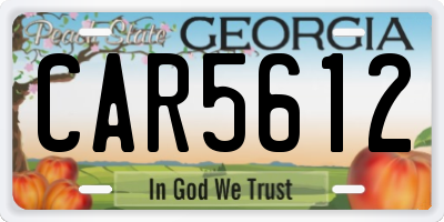 GA license plate CAR5612