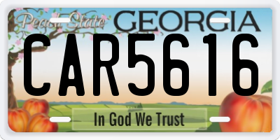 GA license plate CAR5616
