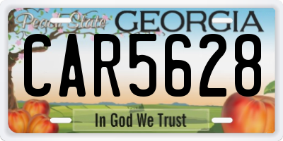 GA license plate CAR5628