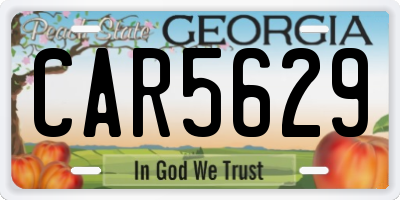 GA license plate CAR5629