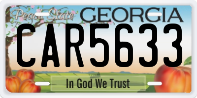 GA license plate CAR5633