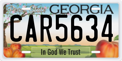 GA license plate CAR5634