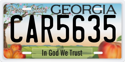 GA license plate CAR5635