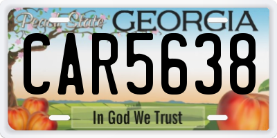 GA license plate CAR5638