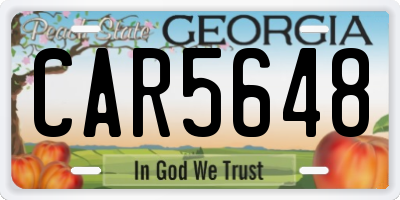 GA license plate CAR5648