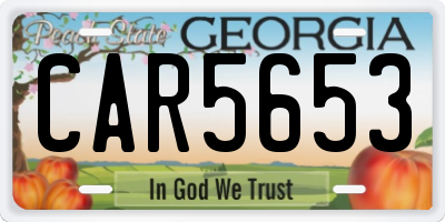 GA license plate CAR5653