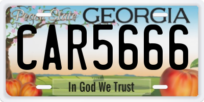 GA license plate CAR5666