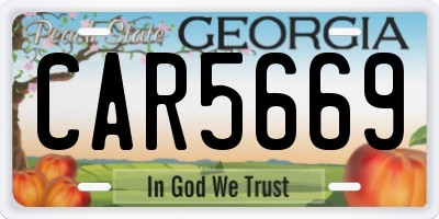 GA license plate CAR5669