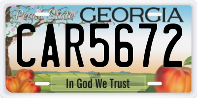 GA license plate CAR5672