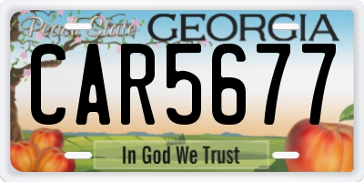 GA license plate CAR5677
