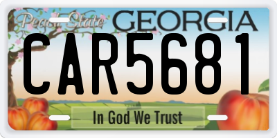 GA license plate CAR5681