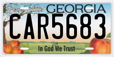 GA license plate CAR5683