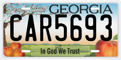 GA license plate CAR5693