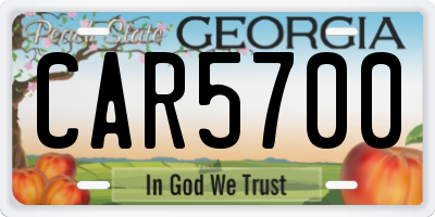 GA license plate CAR5700
