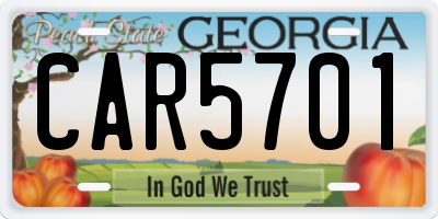 GA license plate CAR5701