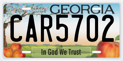 GA license plate CAR5702