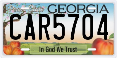 GA license plate CAR5704