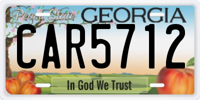 GA license plate CAR5712